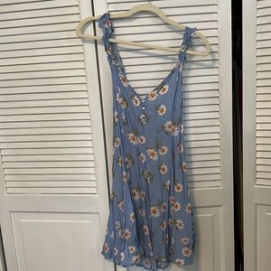 Forever 21 baby blue white floral ruffle sleeve skater dress! New without tags!